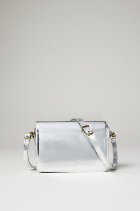 Madewell Handbags - Madewell Metallic Silver Leather Flap Crossbody Bag